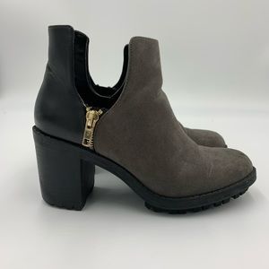 Zara Trafaluc Faux Suede Cutout Ankle Booties Sz 7